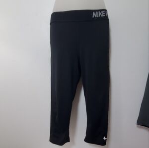 Nike Black Cropped Pants with White Logo